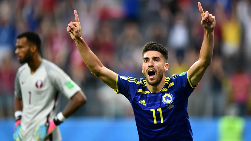 Bosnia's Kerim Alajbegovic celebrates after scoring a goal in a World Cup match against Qatar in Seattle. — latest news and analysis.