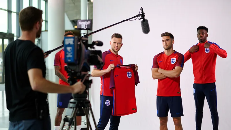 BBC Sport Behind the Scenes at England Media Day BBC Sport crew filming England players during a media day session before the World Cup.