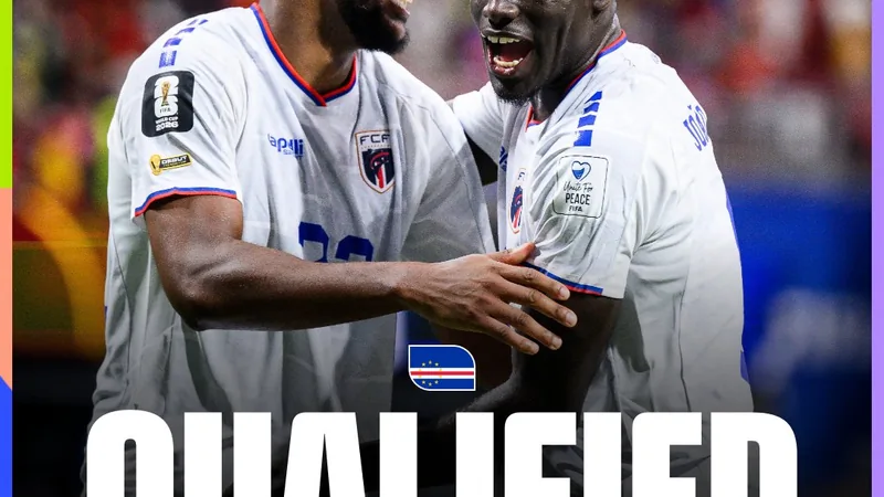 Cabo Verde national football team celebrating their World Cup qualification