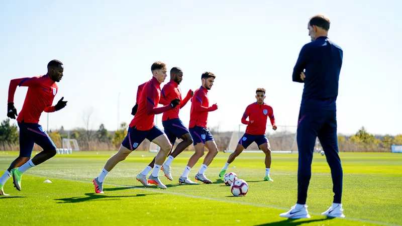 England players training under the sun at Swope Soccer Village in Kansas City, with Thomas Tuchel observing. — latest news and analysis.