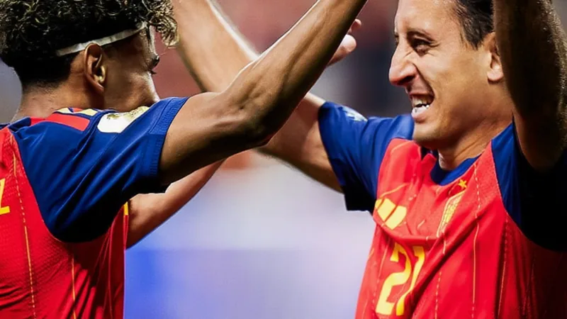 Yamal and Oyarzabal subbed at half-time for Spain Lamine Yamal and Mikel Oyarzabal walk off the pitch at half-time during a Spain match.