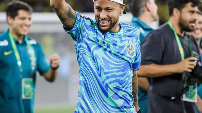 Neymar Jr in Brazil jersey, preparing for match against Scotland