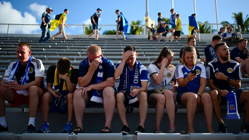 Scotland fans reacting to a 3-0 World Cup defeat to Brazil in Miami