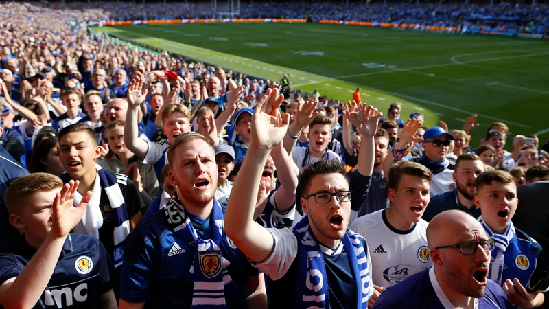 Thousands of Scotland fans singing 'Loch Lomond' at Boston Stadium