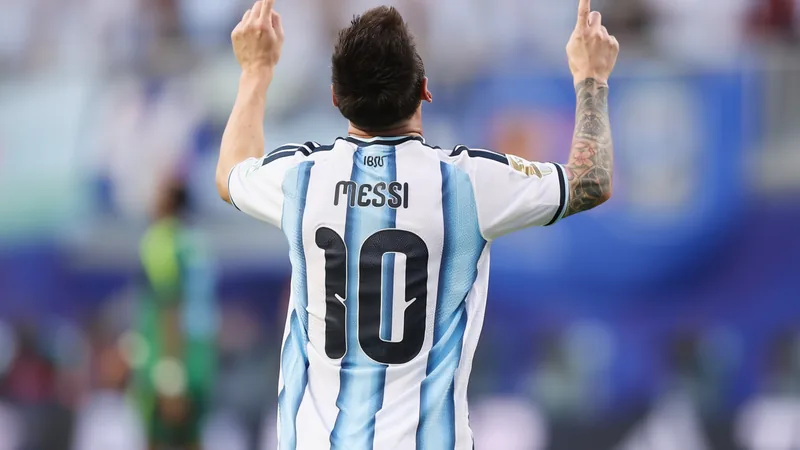 Top scorers in World Cup history: Klose and Messi lead Miroslav Klose and Lionel Messi celebrating goals in World Cup matches, representing Germany and Argentina respectively.