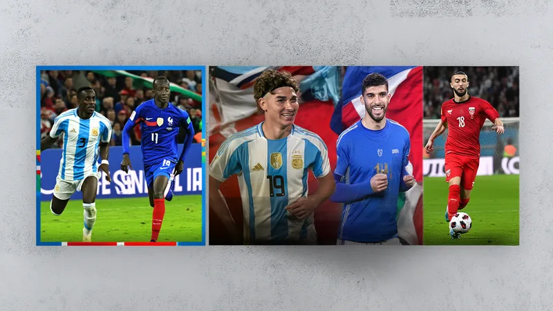A collage of four World Cup match previews: France vs Senegal, Norway vs Iraq, Argentina vs Algeria, and Austria vs Jordan.