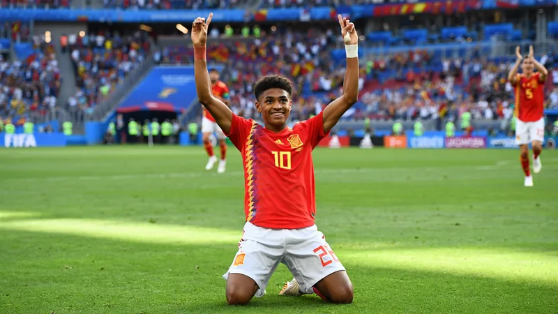 Yamal scores in first World Cup start as Spain beat Saudi Arabia Lamine Yamal celebrates after scoring for Spain in a World Cup match against Saudi Arabia.