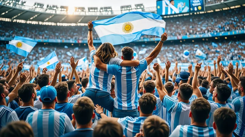 Argentina fans celebrating their quarter-final victory over Switzerland