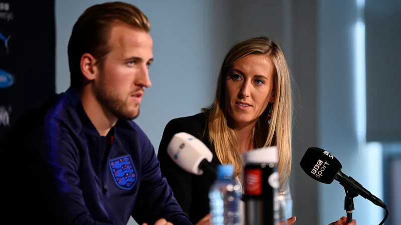Harry Kane being interviewed by BBC Sport reporter Kelly Somers