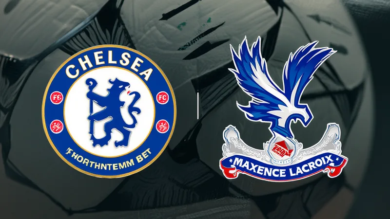 Chelsea and Crystal Palace logos with a football in the background, representing transfer negotiations for Maxence Lacroix.
