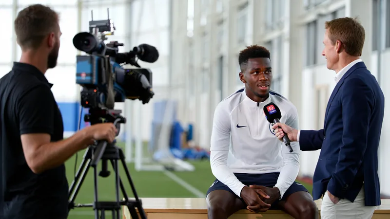 Djed Spence filming inside England's World Cup camp