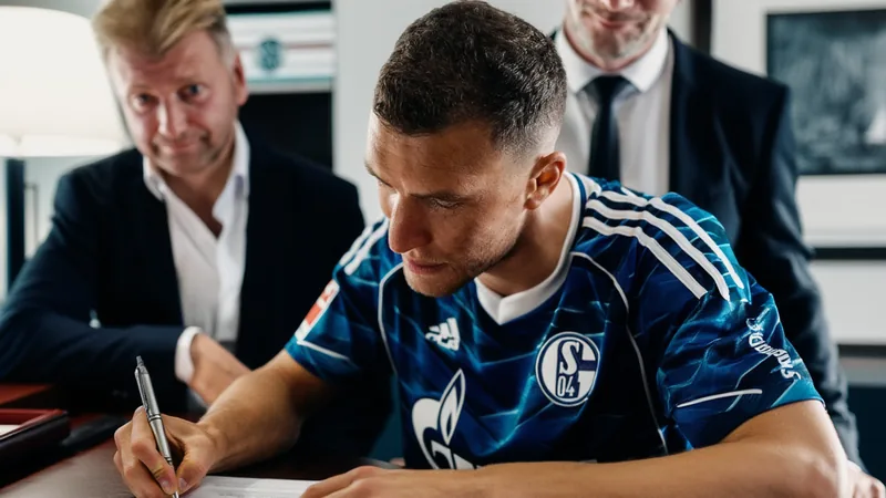Edin Dzeko agrees new one-year deal with Schalke 04 Edin Dzeko in Schalke 04 kit, signing contract with club officials
