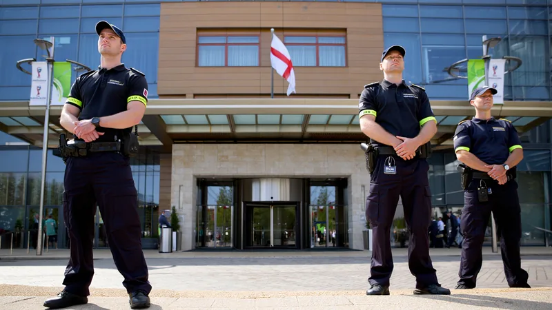 High security at England's World Cup hotel Security personnel outside England's hotel during the World Cup