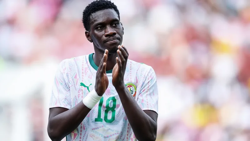 Ismaila Sarr celebrating a goal for Senegal at the World Cup
