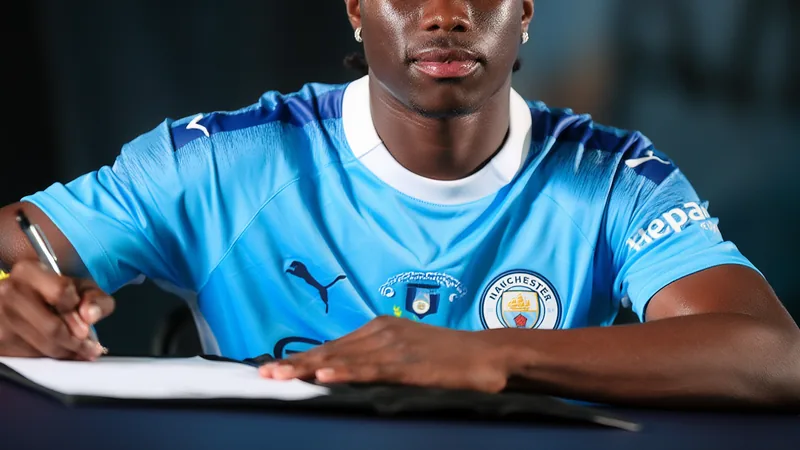 Jeremy Monga in Manchester City kit signing contract