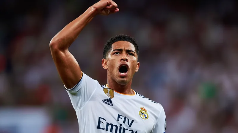 Jude Bellingham in action on the football pitch, wearing a Real Madrid jersey, with a confident expression. — latest news and analysis.