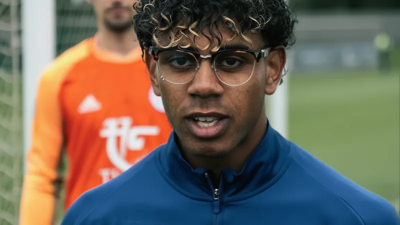 Lamine Yamal: Courtois is one of the best GKs in the world Lamine Yamal speaking to media, with Thibaut Courtois in goal in the background