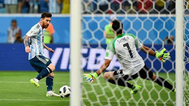 Messi denied from penalty spot by Shobeir save Lionel Messi takes a penalty kick as Egypt goalkeeper Mostafa Shobeir dives to save it during a World Cup match in Atlanta.