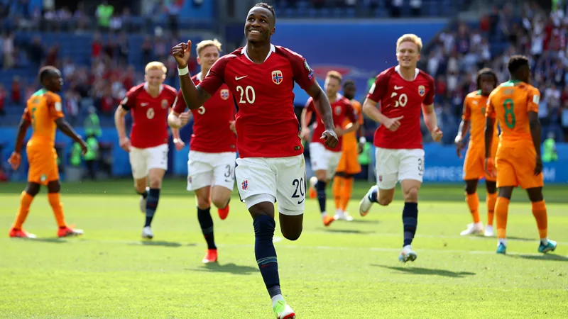 Nusa's sensational strike puts Norway ahead Antonio Nusa celebrating his goal for Norway against Ivory Coast
