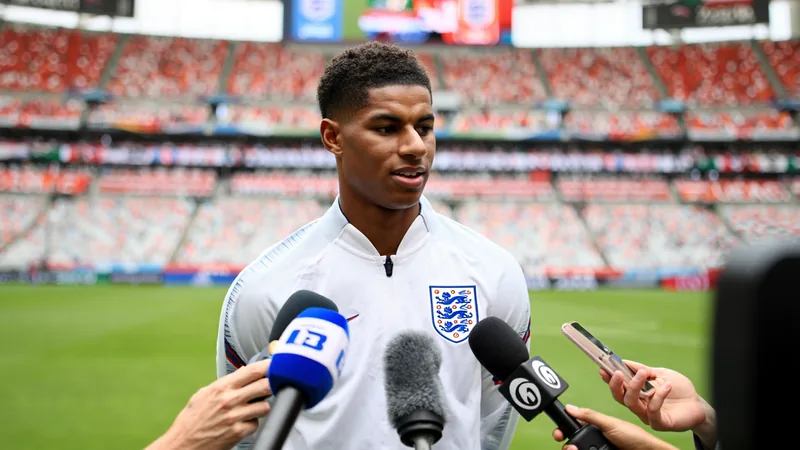 Marcus Rashford in an England jersey, speaking confidently ahead of the match against Mexico at Azteca Stadium. — latest news and analysis.