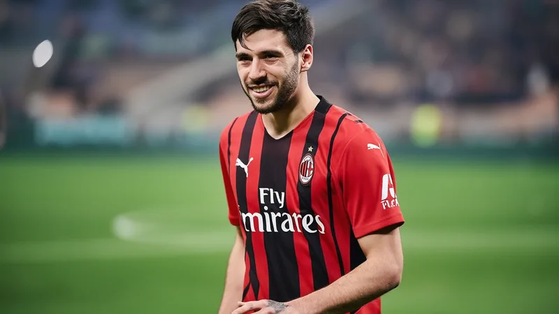 Sandro Tonali on dream to return to AC Milan Sandro Tonali in AC Milan kit, smiling during a match.
