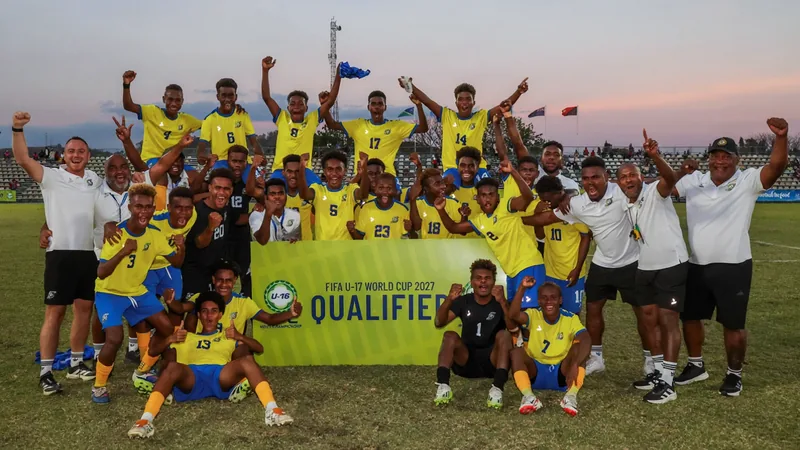 Solomon Islands qualify for FIFA U-17 World Cup 2027 Solomon Islands players celebrate after winning the OFC U-16 third-place play-off against Papua New Guinea on penalties.