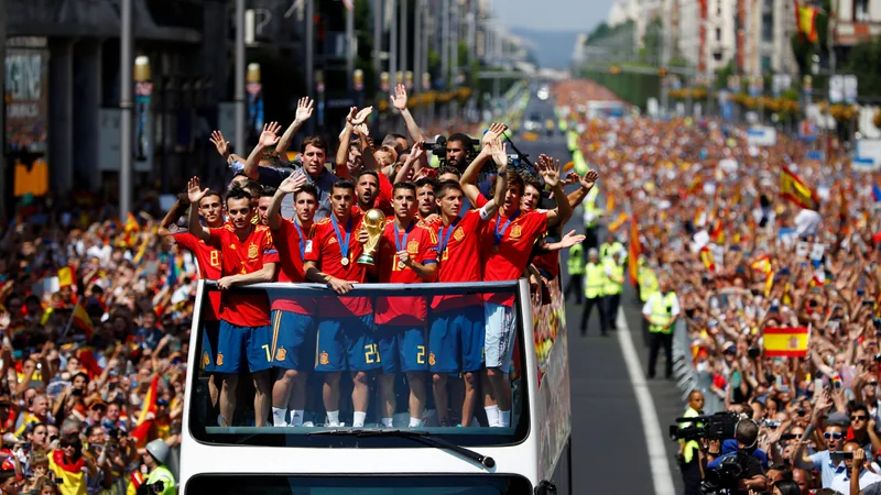 Spain celebrate World Cup triumph in Madrid parade Spain national team players on an open-top bus parade through crowded streets of Madrid, celebrating World Cup win — latest news and analysis.