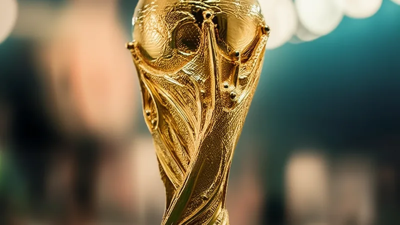 Three More Teams Reach World Cup Round of 16 FIFA World Cup trophy with Round of 16 graphic overlay