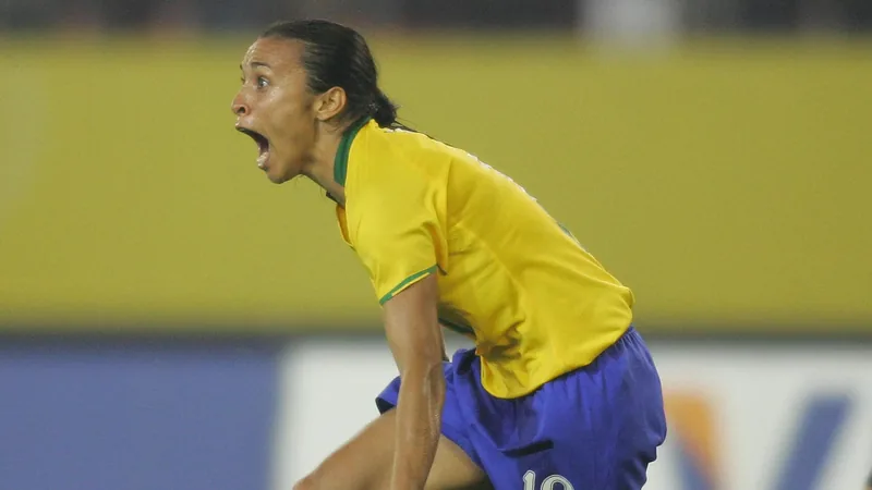Brazilian women's football team celebrating a victory at the FIFA Women's World Cup.