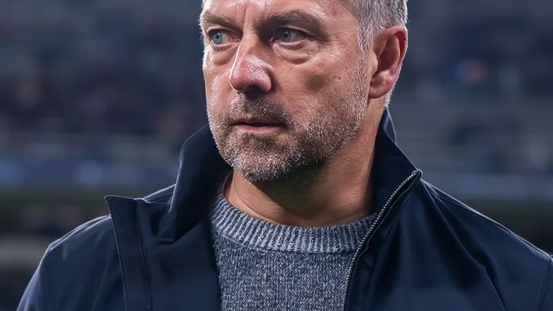 Hansi Flick speaking during a press conference about player departures at Barcelona.