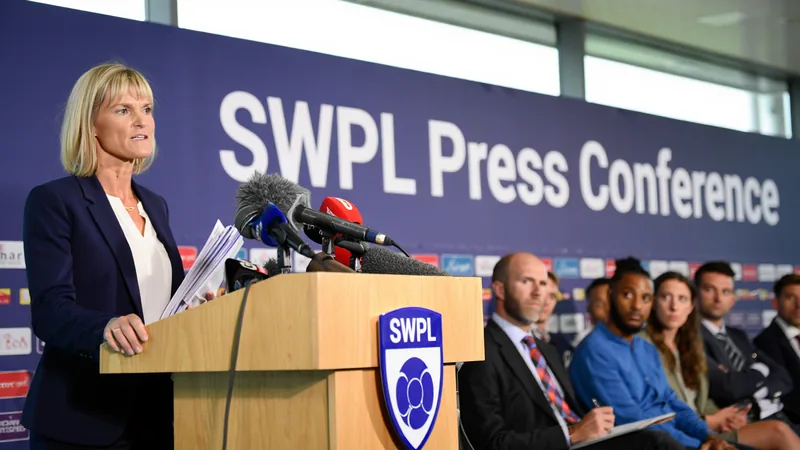 Fiona McIntyre, SWPL managing director, speaking at a press conference about player transfers. — latest news and analysis.