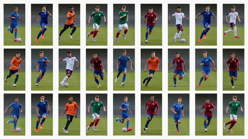 20 neue Talente für die WM 2026: Diese Spieler könnten für Furore Junge Fußballspieler in Trikots ihrer Nationalmannschaften, die auf einem Spielfeld jubeln, mit einem Banner 'WM 2026' im Hintergrund.
