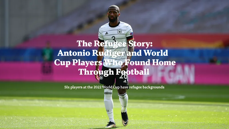 Flüchtlingsstars bei der WM: Antonio Rüdiger und Alphonso Davies Antonio Rüdiger im Deutschland-Trikot läuft auf dem Spielfeld im Houston Stadium ein, im Hintergrund jubelnde Fans. — latest news and analysis.