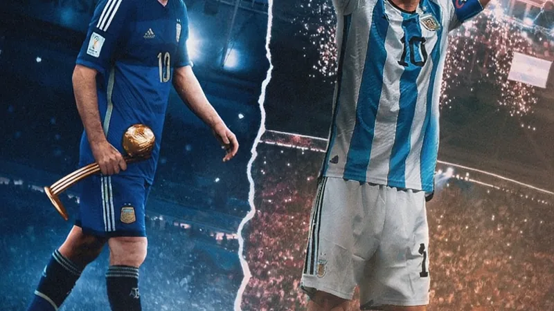 Lionel Messi hält den adidas Goldenen Ball in die Kamera, im Hintergrund das WM-Stadion in Katar. — latest news and analysis.