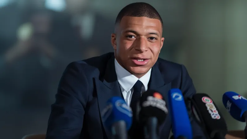 Kylian Mbappé: Frankreich hat das Team mit dem größten Potenzial Kylian Mbappé im Trikot der französischen Nationalmannschaft, der den Ball kontrolliert, im Hintergrund das Stadion und die französische Flagge.