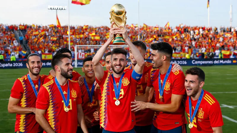 Sechzehn Titel in fünf Jahren – Spaniens Dominanz im Weltfußball Spanische Nationalmannschaft jubelt mit der WM-Trophäe in New Jersey, im Hintergrund das Stadion und spanische Flaggen. — latest news and analysis.