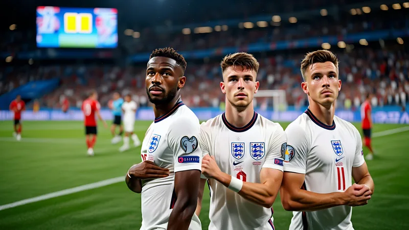 WM-Spieler auf dem schmalen Grat der Disziplin — Football World Cup Englische Nationalspieler in weißen Trikots auf dem Rasen des Aztekenstadions, Schiedsrichter zeigt gelbe Karte, dramatische Szene