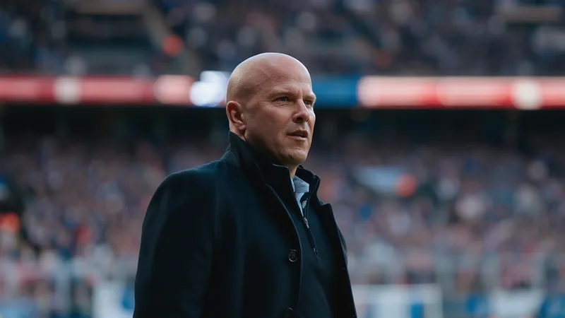 Arne Slot, Trainer des FC Liverpool, steht nachdenklich am Spielfeldrand im Stadion Anfield in Liverpool. — latest news and analysis.