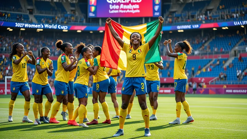 Kamerunische Fußballspielerinnen jubeln nach dem Sieg über Nigeria im WAFCON-Viertelfinale, mit dem sie sich für die Frauen-WM 2027 qualifizieren.