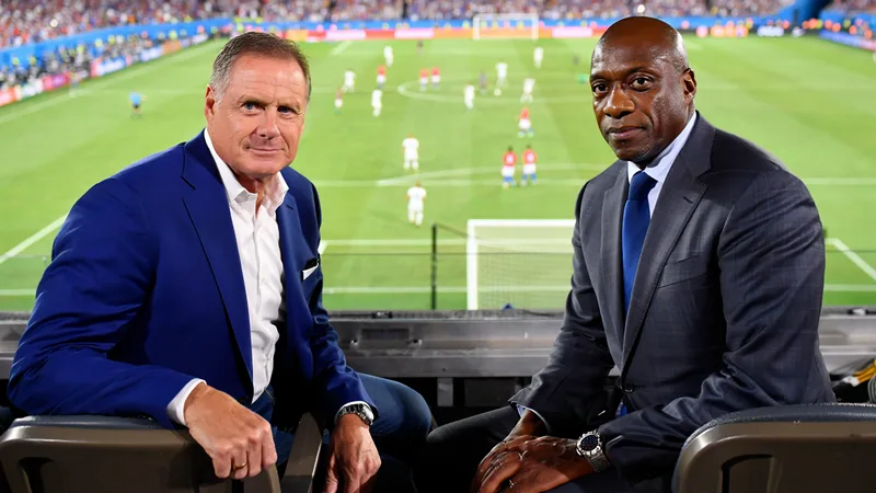 Football Daily: First World Cup Match in America Rick Edwards and Lloyd Griffith at a World Cup match in Los Angeles, with USA and Paraguay players on the field. — latest news and analysis.