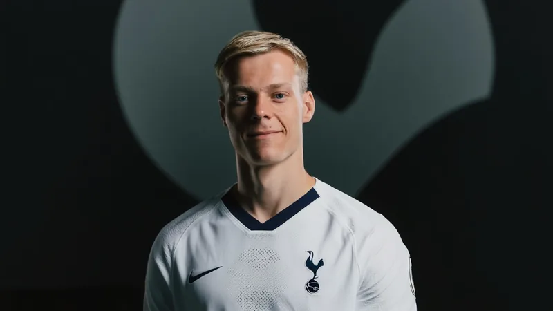 Oficial: Jan Paul van Hecke ficha por el Tottenham por £52 millones Jan Paul van Hecke posa con la camiseta del Tottenham Hotspur en el estadio, sonriendo mientras sostiene la bufanda del club.