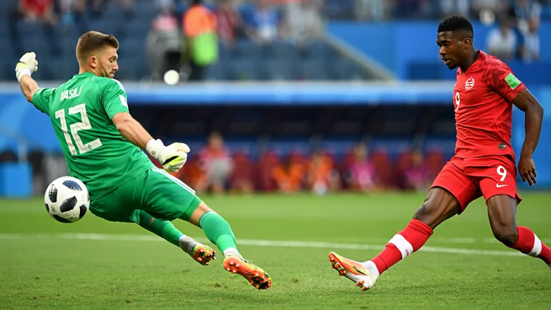 ¿Tarjeta roja para Bosnia o 'gana el balón'? Expertos BBC discrepan Un portero saltando para despejar un balón con los puños mientras un delantero se acerca, en un estadio de fútbol lleno de aficionados.
