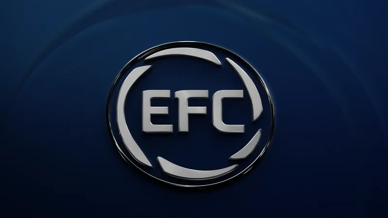 Logotipo de la EFC (European Football Club) sobre un fondo de estadio de fútbol con aficionados en las gradas. — latest news and analysis.