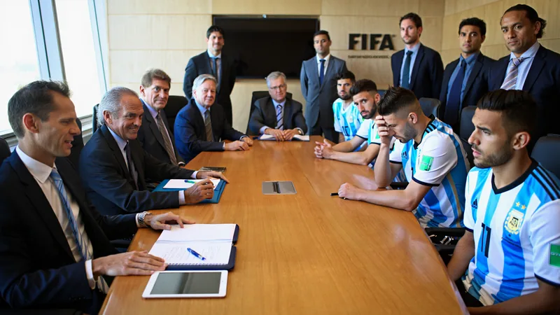 FIFA investiga incidentes tras final del Mundial — Football World Cup Jugadores argentinos y españoles enfrentados en el césped del estadio MetLife tras el pitido final, con árbitros y personal de seguridad