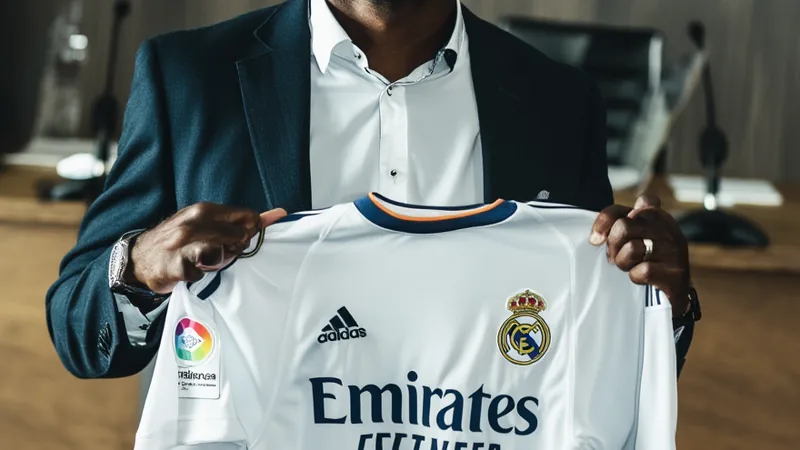 Denzel Dumfries signe au Real Madrid pour quatre ans — Football World Denzel Dumfries en tenue du Real Madrid posant avec le maillot blanc devant le stade Santiago Bernabéu — latest news and analysis.