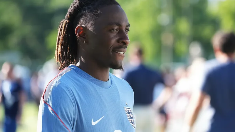 Eze prêt à retenter un penalty pour l'Angleterre — Football World Cup Eze, attaquant de Crystal Palace, en action lors d'un match, tirant un penalty avec concentration devant un stade rempli.