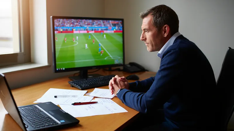 Regarder la Coupe du monde en tant qu'entraîneur — Football World Cup Thomas Frank, entraîneur de Brentford, regardant un match de football avec un tableau tactique à côté de lui. — latest news and analysis.