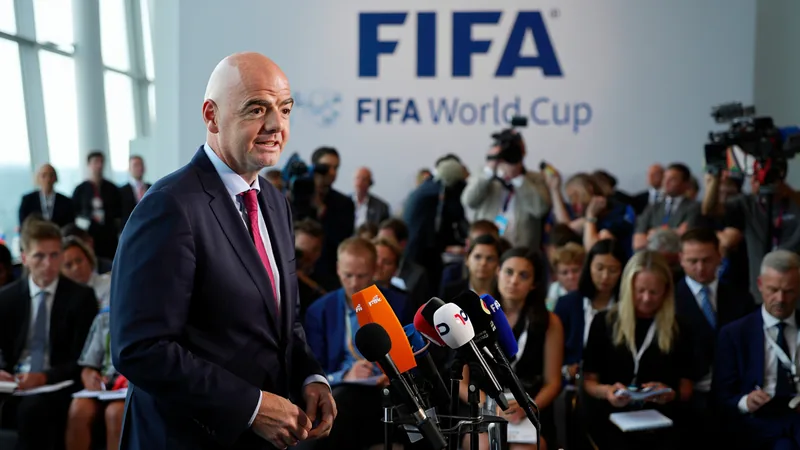 Infantino dit « relax, calmez-vous » sur la Coupe du monde 2026 Gianni Infantino au pupitre lors d'une conférence de presse à Zurich, arrière-plan avec logo FIFA — latest news and analysis.