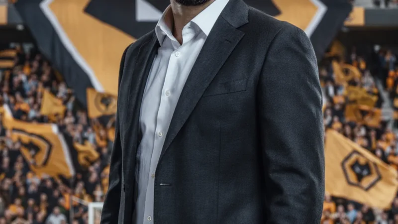 Wolves : accord de principe avec César Peixoto pour le poste César Peixoto, entraîneur portugais de 44 ans, en costume sur le bord du terrain, souriant et regardant l'objectif, avec un stade en arrière-plan.