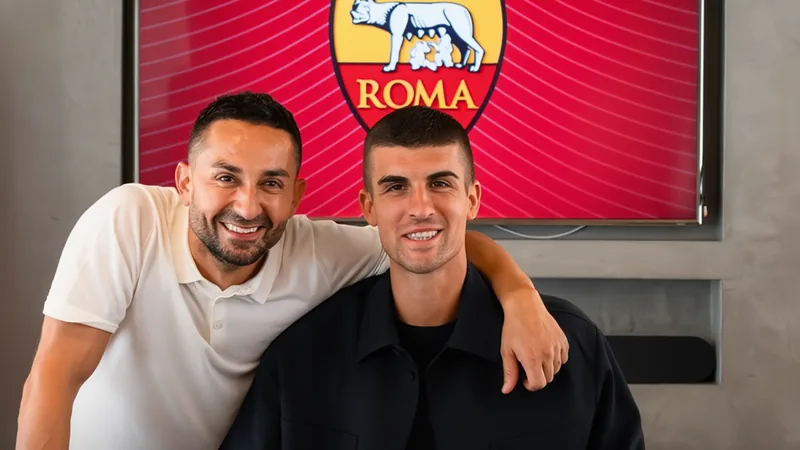Gianluca Mancini en maillot de l'AS Rome lors d'un match de Serie A, célébrant un but avec ses coéquipiers. — latest news and analysis.